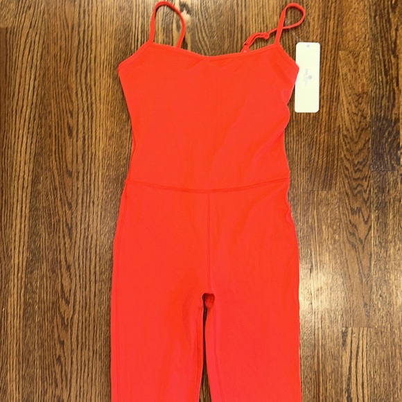 CRZ YOGA Butterluxe Flare Jumpsuit Build-in Bra Bodysuit Orange-Red NWT Sz S - Picture 8 of 11